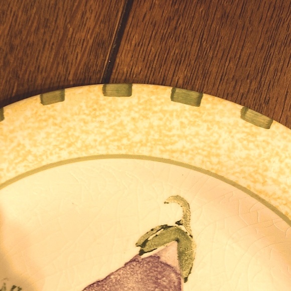 Vintage 1994 platter w/spongeware yellow/green border. 12 in. Small chip on back - Picture 8 of 12